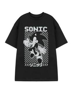 SONIC THE HEDGEHOG Herren Schwarz T-Shirt | Kurzarm Grafik T-Shirt | Klassisches Klangdesign | Retro-Videospiel-Bekleidung | Baumwollhemd für Fans von Sega-Spielcharakteren von SONIC THE HEDGEHOG