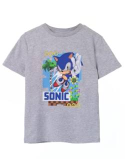 Sonic The Hedgehog Kinder T-Shirt Grau | Sonic Green Hills Design | Offizielles Sonic Merchandise | Komfortables & stylisches T-Shirt für Junge Gamer von SONIC