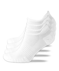 SONNORS Unisex Laufsocken Leicht Atmungsaktiv Kurz Geschnitten Gepolsterte 4er-Set - Weiße Tennissocken Socken Damen 43-46 von SONNORS