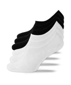 SONNORS Unsichtbare Unisex Sneaker Socken Füsslinge Biobaumwolle 3x Weiß 3x Schwarz 6er Set - Invisible Socken Schwarz Herren Damen 47-50 von SONNORS