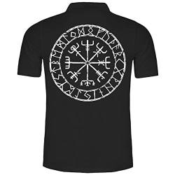 SONS OF ODIN Herren Poloshirt Polohemd Nordmänner Vegvisir (mit Rückendruck) von SONS OF ODIN