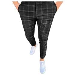 SOOUICKER Chino Hose Herren Slim Fit Kariert Anzughose Herren Kariert Grau Karierte Hose Herren Freizeit Chino Hose Herren Tapered Karierte Hose Herren Chino Chino Hose Herren Business Elegant von SOOUICKER