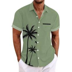 SOOUICKER Freizeithemden für Herren Sommer Kurzarmhemd Herren Große Größen Hemd Herren Kurzarm Print Sommerhemd Herren Muster Hawaii Hemd Männer Palmen Hemd Herren mit Motiv von SOOUICKER