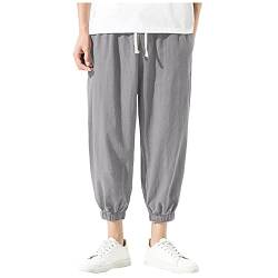 SOOUICKER Haremshose Herren Leinen 3/4 Leinenhose Herren Jogging Weit Jogginghose Herren 7/8 Lang Sporthose Herren Sommer Haremshose Herren Jogginghose Freizeithose Herren Mit Bündchen von SOOUICKER