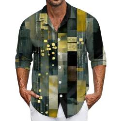 SOOUICKER Hawaiihemd Herren Langarm Freizeithemden für Herren Kariert Hemd Herren Regular Fit Muster Kariertes Hemd Herren Große Größen Hemd Herren Print Freizeit Hemd Herren Casual Urlaub von SOOUICKER