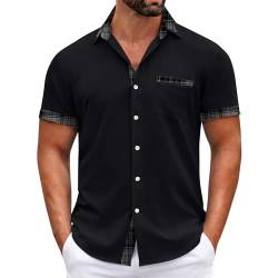 SOOUICKER Hemd Herren Kurzarm Modern Fit Sommerhemd Herren Muster Freizeithemden für Herren Sommer Übergröße Kurzarmhemd Herren Große Größen Print Hemd Herren Comfort Fit Elegant Casual von SOOUICKER