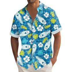 SOOUICKER Hemd Herren Kurzarm Print Hawaii Hemd Männer Bunt Sommerhemd Herren Muster Freizeithemden für Herren Sommer Übergröße Kurzarmhemd Herren Große Größen Hemd Herren Urlaub von SOOUICKER