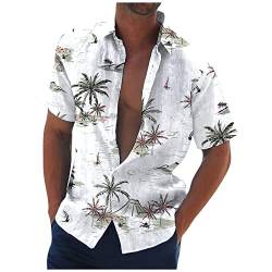 SOOUICKER Hemd Herren Kurzarm Vintage Hawaii Hemd Männer Palmen Freizeithemden für Herren Sommer Übergröße Kurzarmhemd Herren Print Große Größen Sommerhemd Herren Muster Hemd Herren Urlaub von SOOUICKER