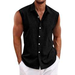 SOOUICKER Hemd Herren Sommer Ärmellos Tank Top Herren Elegant Sommerhemd Herren Ohne Ärmel Freizeithemden für Herren Einfarbig Hemd Herren Vintage Urlaub Tank Top Herren Hemd Oversize von SOOUICKER