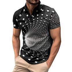 SOOUICKER Poloshirt Herren 3D Druck Tshirt Herren mit Kragen 3D Effekt Poloshirt Herren Kurzarm Muster Poloshirt Herren mit Aufdruck Modern Poloshirts für Herren Regular Fit Sommer von SOOUICKER