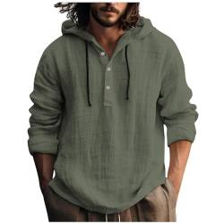 SOOUICKER Sommerhemd Herren Hawaii Leinenhemd Herren mit Kapuze Freizeithemden für Herren Langarm Sommer Leinen Hoodie Herren Dünn Leinenhemd Herren Vintage Leinen von SOOUICKER