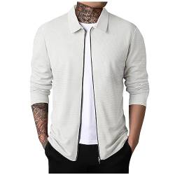 SOOUICKER Sweatjacke Herren Slim Fit Hemdjacke Herren Reißverschluss Sweatshirt Herren Jacke Pullover Herren Kragen Sweatjacke Herren Ohne Kapuze Sweatshirt Herren Zip Sport von SOOUICKER