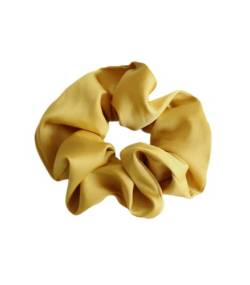 Pferdeschwanzhalter Reine Farbe Satin Stoff Dickdarm Haarring Haarseil Haarschmuck Gummiband für Frauen, Gold 2St von SORTZ