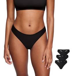 SOULVOR String Tanga Damen Nahtlos Seamless Tanga Sexy Atmungsaktiv Niedriger Taille Mehrpack 3er-Pack Set Black (3er Pack) M von SOULVOR