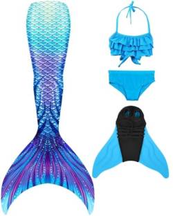 SPEEDEVE Mädchen Meerjungfrauenschwanz mit Bikini Set und Monoflosse,L-DH53,140 von SPEEDEVE