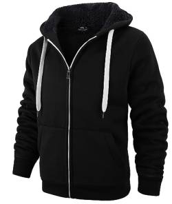 SPEEDRUN Sweatjacke Herren mit Kapuze Gefütterte Fleecejack Männer Kapuzenpullover für Herren Fell Hoodie dick mit Reißverschluss Taschen Warm Casual Outdoor Winter von SPEEDRUN