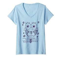 Damen SpongeBob SquarePants SpongeBob Felt Pen Grin T-Shirt mit V-Ausschnitt von SPONGEBOB SQUAREPANTS