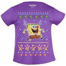 Ugly Christmas Spongebob Rentier Plankton & Patrick Mädchen T-Shirt 140 Lila von SPONGEBOB SQUAREPANTS