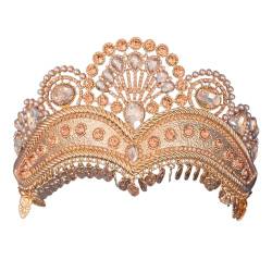 SPONGL Krone Tiara, elegante Braut-Strass-Krone, Diadem, handgefertigt, Kristalle, Kopfschmuck, verstellbar, Hochzeits-Kopfschmuck, Zubehör für Damen von SPONGL