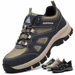 SPSHOOS Arbeitsschuhe Herren S1 Sicherheitsschuhe Damen Leicht ESD Stahlkappenschuhe Küche rutschfest Atmungsaktiv Sportlich Armeegrün dunkelblau EU 46 von SPSHOOS