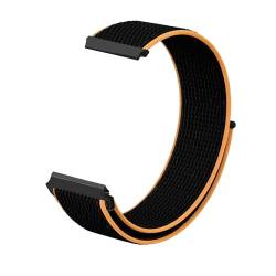 SQHYWJ Nylon Uhrenarmbänder,18mm 20mm 22mm Aatmungsaktive Gewebte Sportbänder Ersatzarmband für Herren Damen(Schwarz + Orange 20mm) von SQHYWJ