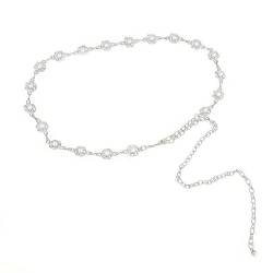 SQMSK 115 cm Taillenkette für Sommerkleider, elegante Taillenkette mit Diamanten, goldene/silberne Strass-Taillenkette für Damen und Mädchen von SQMSK