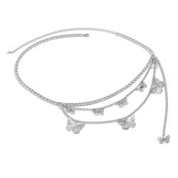 SQMSK 80-100 cm Hip-Hop-Strand-Taillenkette Schmetterlingsquaste-Taillenkette Elegante Pailletten-Taillenkette Bikini-Taillenkette Für Frauen Und Mädchen von SQMSK