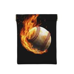 SRSXYMBD Fire Baseball bedruckte Geldbörse aus Leder, tragbare Münztasche, weiß, Einheitsgröße, Münzgeldbörse von SRSXYMBD