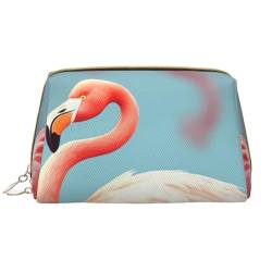 SRSXYMBD Flamingo Kosmetiktasche aus bedrucktem Leder, tragbar, Kulturbeutel, Aufbewahrungstasche, 1 Stück, weiß, Einheitsgröße von SRSXYMBD