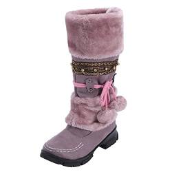 SRTUMEY Damen Boots Warm Gefütterte Schnee Dauerhaft Draussen Thermal Winter Warm Wasserdicht Mitte Wade Stiefel 42 von SRTUMEY