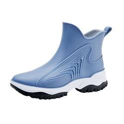 Regenschuhe Außen Wasserdichte Schuhe Küche Gummischuhe Weicher Boden Bequeme Regenstiefel mit Mittelrohr Damenschuhe Schwarz 42 (Blue, 41) von SRZYMJ