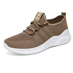 SSERHEHK Damen Sneaker Laufschuhe Turnschuhe Running Tennisschuhe Freizeit Straßenlaufschuhe Atmungsaktiv Jogging SportschuheH66 Coffee 36 von SSERHEHK