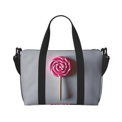 Tragbare Reisetasche mit Lollipop-Druck, ideal für Geschäfts- und Privatreisen, Schwarz, Einheitsgröße von SSIMOO