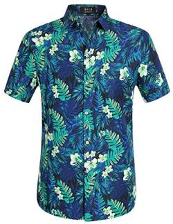 SSLR Hawaii Hemd Männer, Kurzarm Herren Hawaii Shirts Button Down für Urlaub, Reisen & Zuhause Regular Fit (Large, Blue) von SSLR