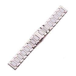 SSNAWBA 16 18 20mm Edelstahl Armband Mitte Keramik Links Uhr Band Männer Dame Weiß Schwarz Uhr Zubehör Armband Strap(Color:Bianco,Size:20mm) von SSNAWBA