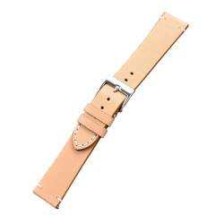 SSNAWBA Lederband 12/14/16/18/20/22/24mm Quick Release Weiches Rindsleder Männer Frauen Casual Ersetzen Uhr Band Armband Zubehör(Apricot,20mm) von SSNAWBA