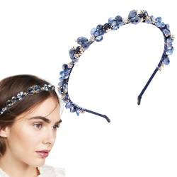 SSyang Haarreifen mit Klammern, Jahrgang Kristall Stirnband Blau Glänzend Strass Haarband Party Abschlussball Kopfbedeckung Haarschmuck zum Frauen und Mädchen 15 * 12cm (Blau) von SSyang