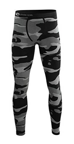 STARK SOUL Herren Seamless Ski Funktionswäsche, Outdoor Unterwäsche (S/M, Hose Camouflage Schwarz) von STARK SOUL