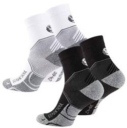 STARK SOUL Quarter Performance Sportsocken, Funktionssocken für Damen & Herren (2 Paar), Laufen, Joggen, Radsport, Fitness, Triathlon, Wandern, Schwarz, Weiss, 43-46 von STARK SOUL