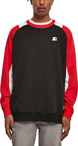 STARTER BLACK LABEL Herren Sweatshirt Starter Laser Crew, Farbe Black/cityred/White, Größe L von STARTER BLACK LABEL