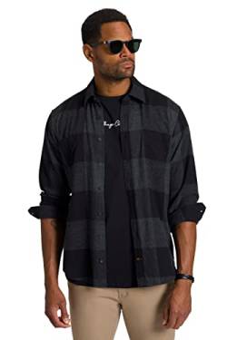 STHUGE Herren Flanellhemd Streifen MF, 1/1, Kent Hemd, Graphitgrau, 5XL von STHUGE