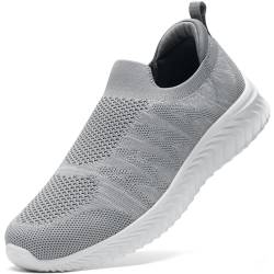 STQ Damen Slip on Sneakers Bequem Schuhe Ohne SchnüRsenkel Mesh Leichte Stoffschuhe Memory Foam Schlupfschuhe SchlüPfen Women Laufschuhe Atmungsaktiv Elegant Gym Turnschuhe Sportschuhe Grau GrößE 36 von STQ