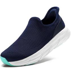 STQ Sneaker Damen Ohne Schnürsenkel Freihändig Slip on Sneakers Bequeme Turnschuhe Atmungsaktive Sportschuhe Marine Blau 38 EU von STQ