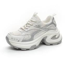 Damen Mode Casual Trainer Dicke Sohle Höhe erhöhen Mesh atmungsaktiv leichte Sportschuhe bequem verschleißfest rutschfest Laufschuhe von SUCHETA