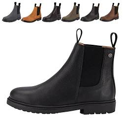 Chelsea Boot »NEW WORK« von SUEDWIND© | bequeme Stiefelette aus robustem Rindsleder Made in Portugal | Reitschuh mit Profil-Gummisohle und Innen-Leder | Schuh Schlupf Stiefel | Black Nubuck | Gr. 40 von SUEDWIND FOOTWEAR