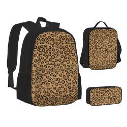 SUHNGE Rucksack, Lunchbox-Set, 3-in-1, Schul-Büchertasche und Federmäppchen, passendes Set, Wild Leopard Animal, Einheitsgröße von SUHNGE