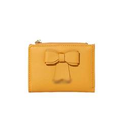 SUICRA Damen Geldbörse Kleine frische Brieftasche weibliche Kurze Absatz Anhänger Bogen einfache Farbe einfache und niedliche Münzbörse weibliche Multi-Card-Geldbörse (Color : Yellow) von SUICRA