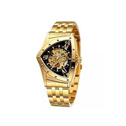 SUIOPPYUW Uhr Edelstahl Bügel Art und Weiseaushöhlen Geschäfts Sport Uhr justierbares unregelmäßiges Uhr Zifferblatt Armbanduhr, Gold/Schwarz von SUIOPPYUW