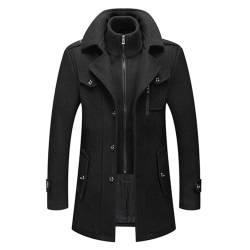 SUIUOI Mantel Herren Wollmantel Winter,Herrenmantel Lange Trenchcoat Jacken Wintermantel Langmantel Warme Wolljacke Mit Revers Lässiger Einfarbiger Kaschmirmantel,Wolle Kurzmantel Business Freizeit von SUIUOI