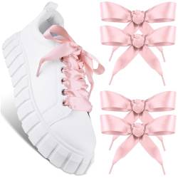 SULPO 2 Paare Flache Satinband-Schnürsenkel - Ribbon Schnürsenkel für Mädchen - Satin Schuhbänder ideal für Sneakers - Coquette Aesthetic Schnürsenkel - 90-120 cm von SULPO